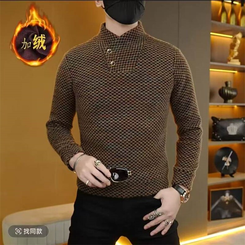 现货直播数据欧货高质量原版修身男士加绒针织衫毛衣外穿,男装针织衫/毛衣,星座1602（原101B）