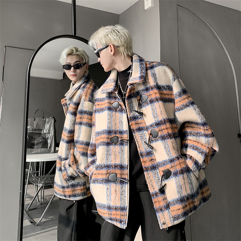 M869格子毛呢大衣秋冬加棉加厚小香风高级感英伦风夹克外套TP100，男装夹克，电商A170