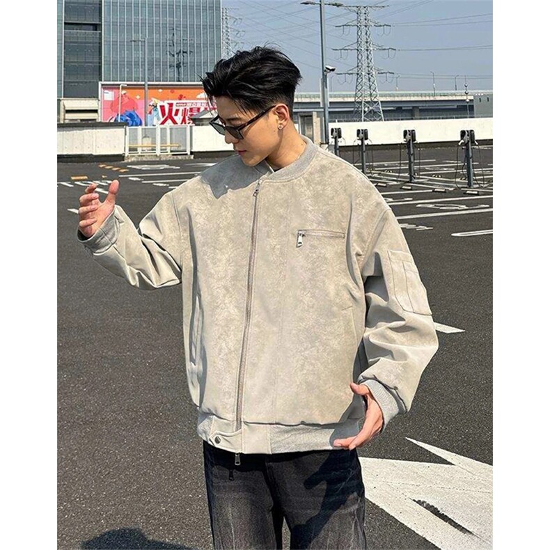 抖音得物 痞帅外套男ins高街潮牌港系原宿风韩版潮宽松夹克AY1037图片