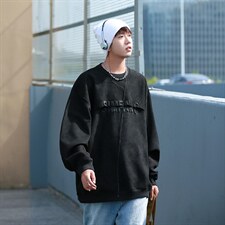 350克重W2204-P-60控78秋季新款重磅麂皮绒日系港风宽松卫衣外套，女装短外套，电商A036A
