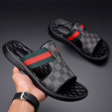 X4932-p85凉鞋男夏季新款格子沙滩鞋凉拖室外百搭拖鞋，男鞋凉鞋，星座1407-3