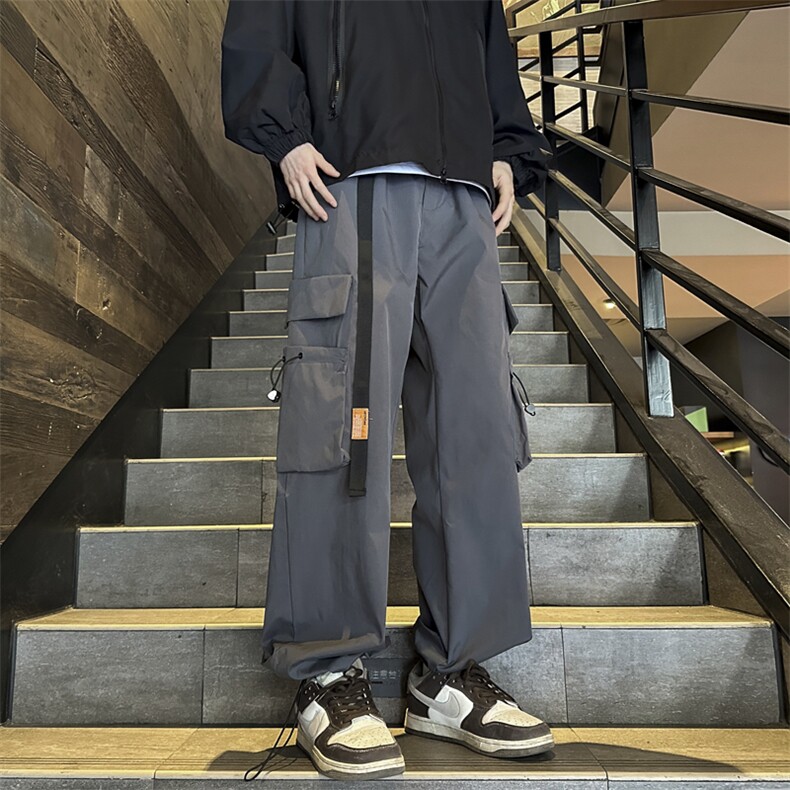 2024春款男工装裤大口袋长腰带抽绳束脚冲锋裤M-5XLK01P45,男装休闲裤,星座1013-1