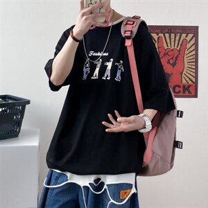 0夏季港风短袖t恤男印花打底衫男A210-A8315-P25 控38图片