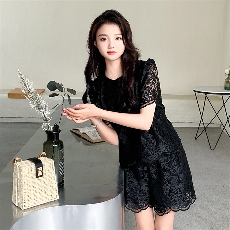 新中式蕾丝气质套装裙女2025夏季爆款时尚显瘦优雅减龄休闲两件套,女装套装/套裙,韩然一族