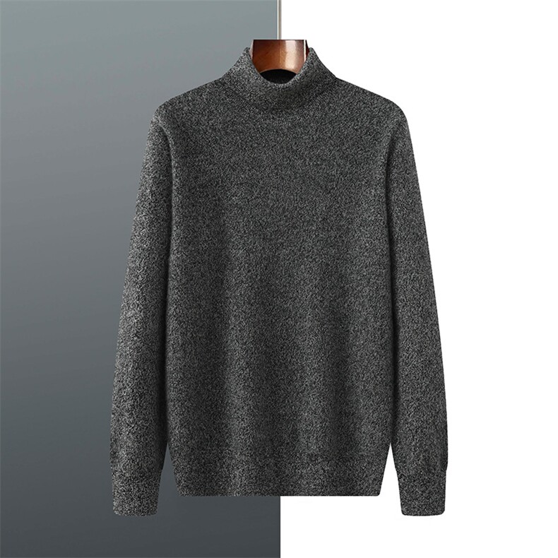 青春活力宽松长袖高翻领2025年秋季纯绒男高翻领羊绒衫男装,男装羊绒套衫,羿纯羊绒高端店