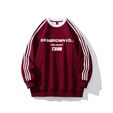 1白底三杠条纹卫衣字母印花设计潮流休闲卫衣男WY77765P48控68，男装卫衣，星座226-2