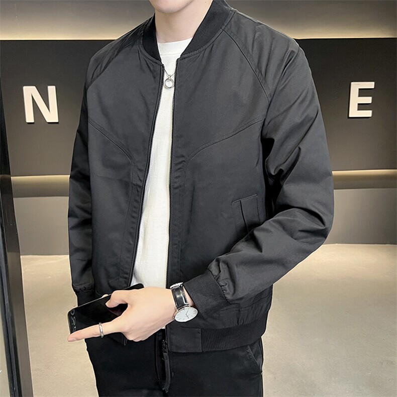 2025春季新款男士外套棒球领帅气工装青年夹克百搭时尚潮流上衣，男装夹克，电商A225