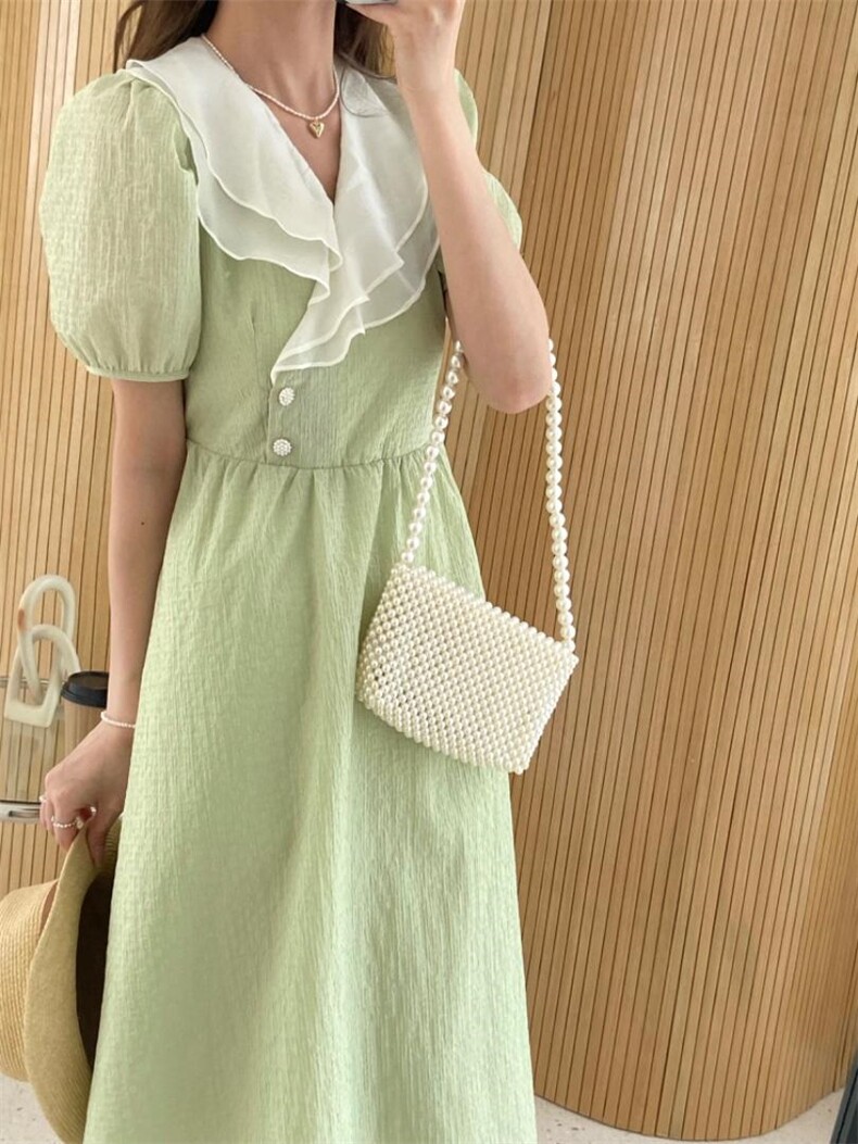 IMIZ｜NEW韩系荷叶边连衣裙，女装连衣裙，IMIZ