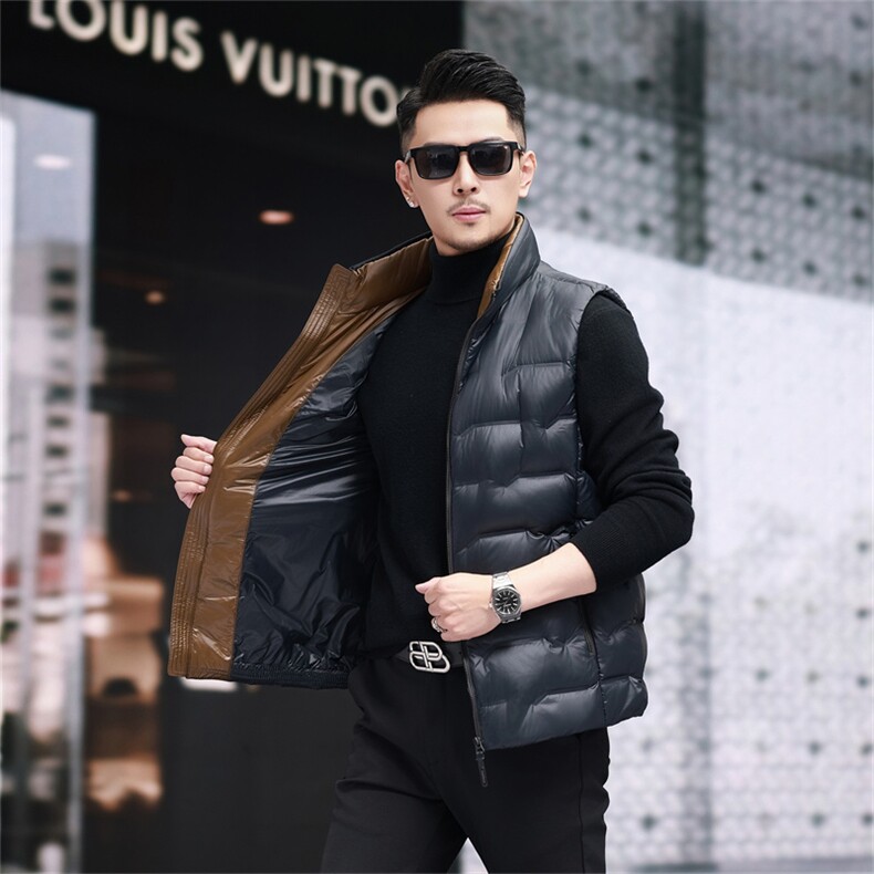 防水黑金羽绒服马甲男士秋冬立领无袖外穿90鸭绒时尚休闲坎肩背心,男装背心/马甲,钱塘723