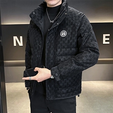 贴标花纹立领皮羽绒服男休闲保暖上衣外套A329-YR9873-P185，男装羽绒服，电商A329