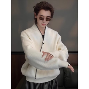 抖音龙叨叨重磅北极绒套头手工缝V领阔版针织毛衣V26-P55网图图片