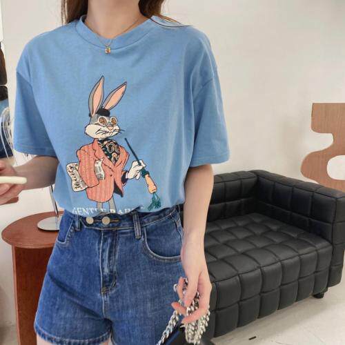 现货，阿M自制印花兔子T，女装，阿M