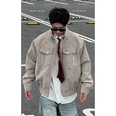 特批P95无差价cleanfit美式正肩扎染PU皮宽松夹克皮衣外套男J5237，男装皮衣，电商A001