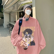 加绒加厚高领卫衣卡通印花落肩袖情侣款打底衫男XZ514-2-G72-P48，男装T恤，星座514-2(原B239)