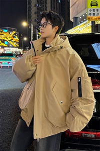 堆堆袖棉衣男冬季新款港风宽松连帽棉服MF9006-P88图片
