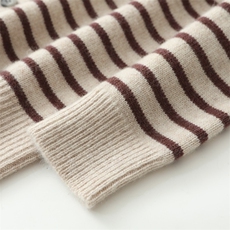 时尚儿童半条纹针织开衫男童女童简约休闲秋冬保暖毛衣外套，童装毛衣，越洋羊