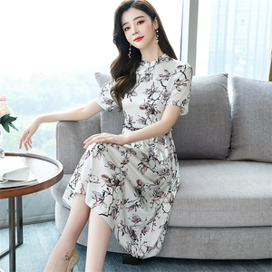 桑蚕丝真丝连衣裙通勤夏季韩版中腰时尚显瘦大方图片