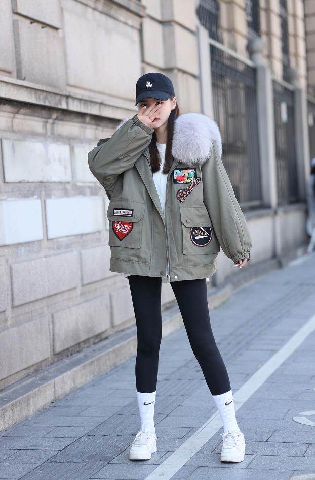 狐狸大毛领冬装新款派克外套，其它，维多利亚