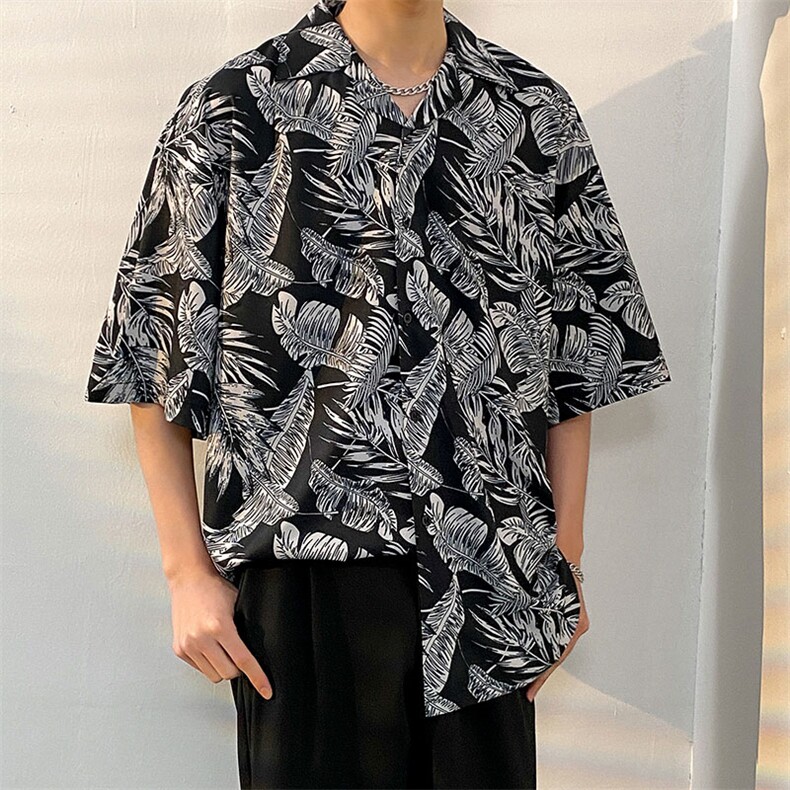 2025夏款轻薄凉感免烫花衬衫高街男复古碎花短袖CS1312-A062-P35图片