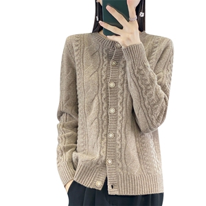 2316疙瘩针织开衫毛衣女羊毛开衫图片