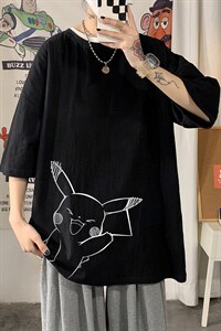 YT26193-P30 亚短袖t恤男大码五分袖男宽松七分袖 海报风图片