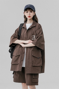 中性风美式23夏季时尚百搭工装防晒套装垂感两件套TZ381P75控108图片