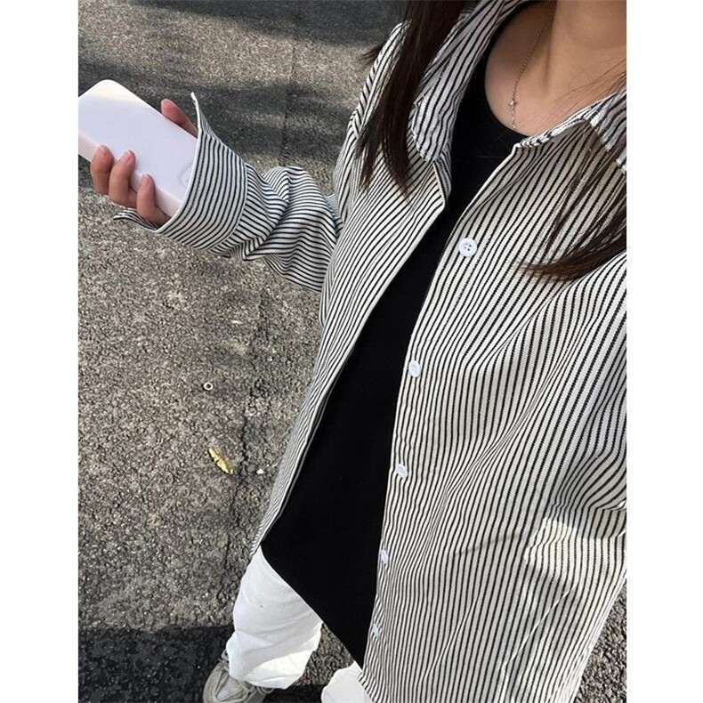 TC431-P40韩式复古长袖条纹衬衫宽松百搭翻领衬衣,男装衬衫,星座617A-2