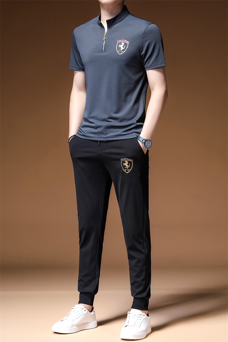 运动套装男2023夏季薄款圆领短袖t休闲中青年男士运动服潮流夏装,男装休闲套装,电商B212（原钱塘6029）