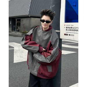 夹克男女韩版潮流拼接高街帅百搭宽松2026春季ins外套W6425-P79图片