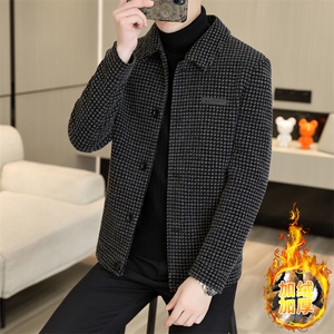 男式翻领加绒加厚夹克外套型男休闲百搭青年毛呢D19-P135图片