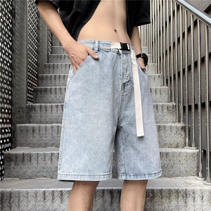 牛仔短裤男士韩版潮流高街帅气腰带2025夏季ins五分裤RK2750-P36图片