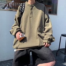春秋季潮流半开领百搭卫衣男美式复古宽松套头衫外套W4964-P38，男装卫衣，星座512-2