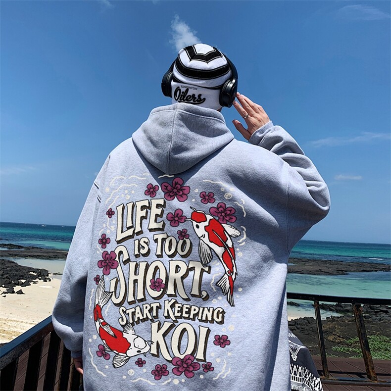 直播品质340克重磅纯色华棉美式卫衣连帽印花大码 XZ517A-BK12319图片