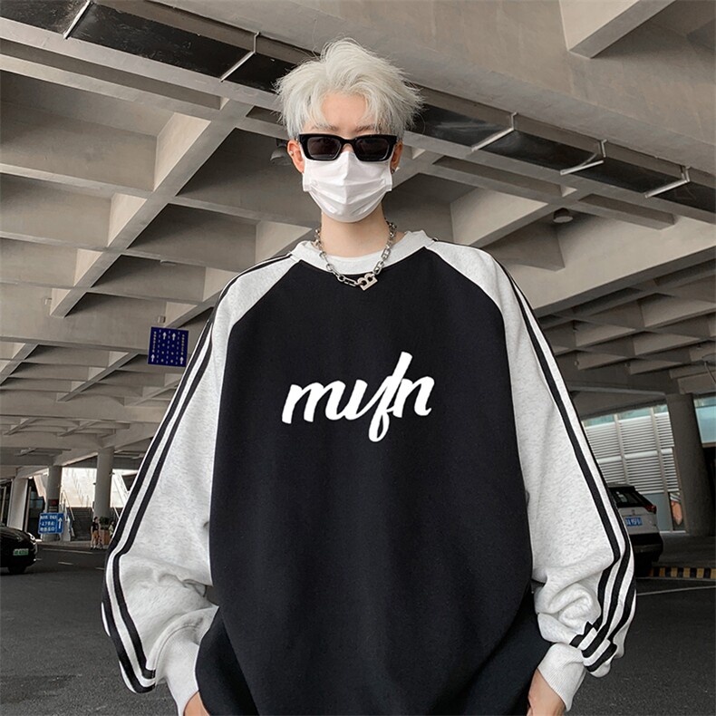 抖音得物供货提供视频秋冬重磅美式宽松织带圆领卫衣0709,男装卫衣,电商A486