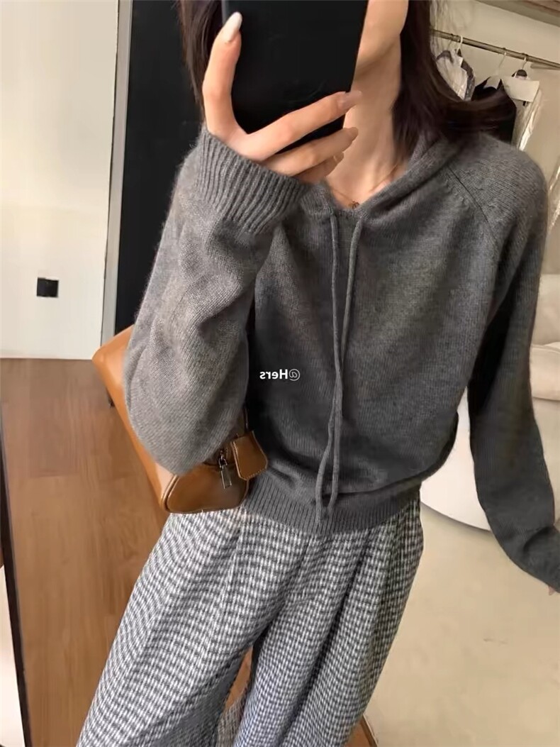 女士秋冬羊毛衫纯色连帽羊毛，女装羊毛衫，恩泰羊绒