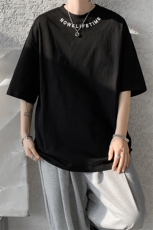 8XL-M特大码正肩纯棉短袖t恤男夏季刺绣上衣白色内搭打底DX309P35，男装T恤，电商D206-1