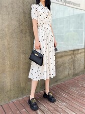 2022夏新款时波点连衣裙，女装连衣裙，V/A