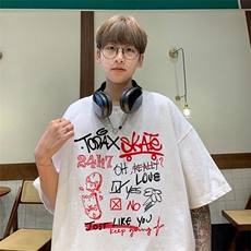 可48小时发货支持抖音得物来样二开美式满天星亮片短袖T恤MTX631，男装T恤，电商A486