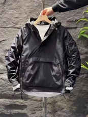 (网图)工装套头连帽棉服冲锋衣休闲纯色保暖棉衣313B-JK9927-P110，男装夹克，星座313B