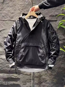 (网图)工装套头连帽棉服冲锋衣休闲纯色保暖棉衣313B-JK9927-P110图片