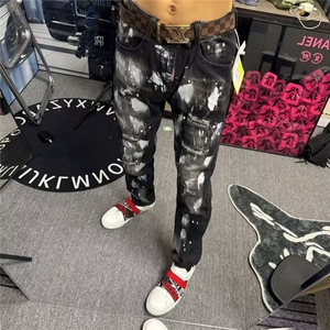 修身牛仔裤破洞磨白小脚裤 YH81 P57图片