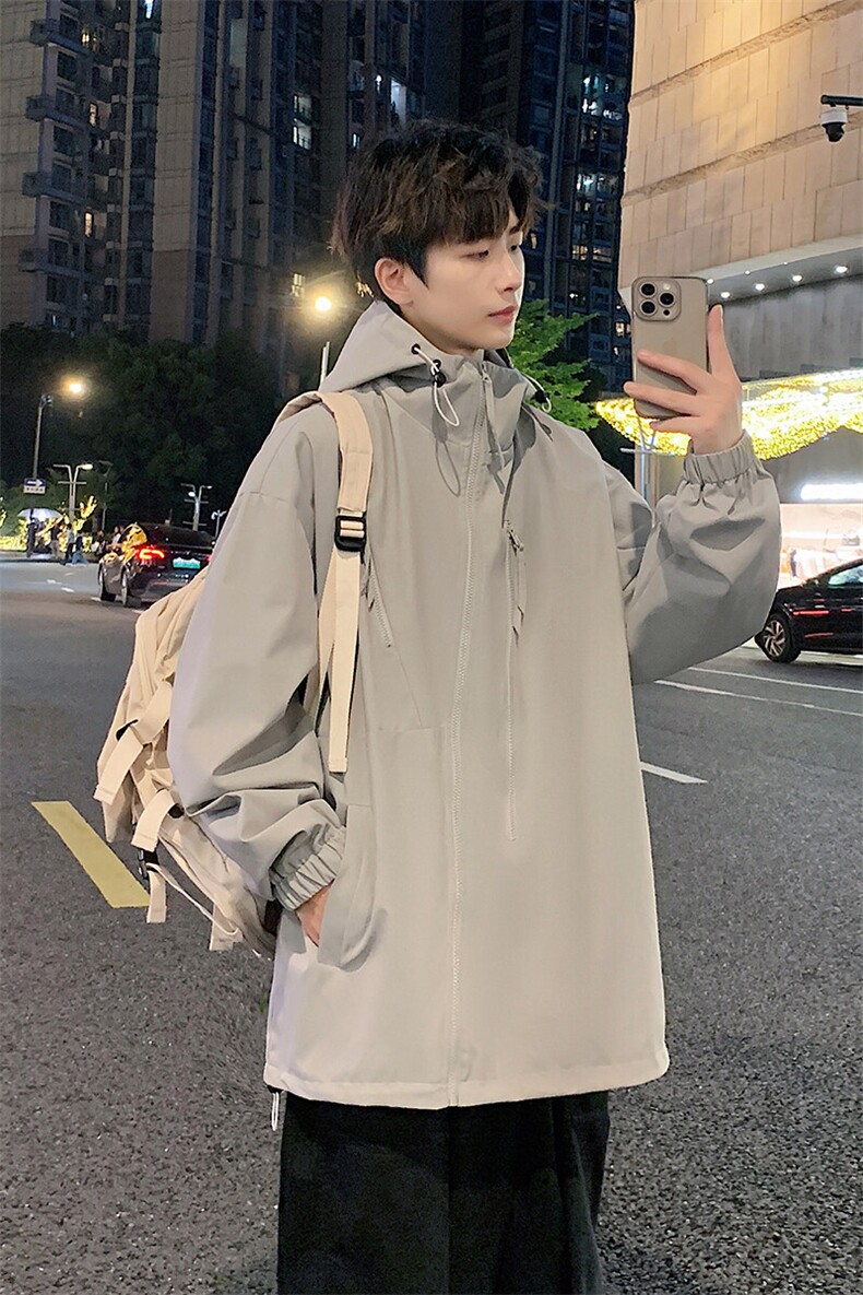 秋季新款二开宽松夹克男纯色冲锋衣外套DSA157B-JK7834-P68,男装夹克,电商A157B