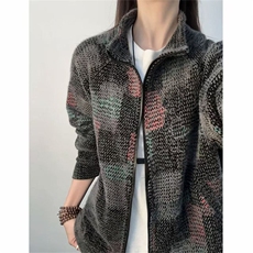 cleanfit彩色格子开衫卫衣男潮牌立领外套痞帅情侣上衣LYT211-P74，女装短外套，星座1008