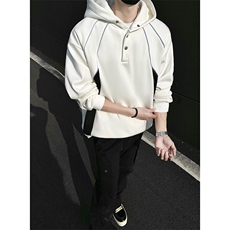 得物品质新款设计反光条纽扣连帽款男士卫衣休闲p70加绒p80，男装卫衣，电商B319