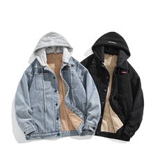 现货连帽牛仔棉服男士冬季加厚保暖羊羔毛棉衣棉袄子MY2227-P110，男装棉衣，星座1103-3