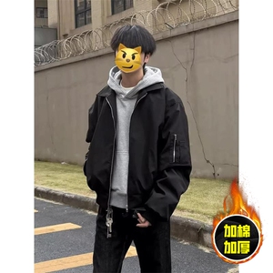 现货秋冬季美拉德立领飞行立领夹克boxy棉衣美式高街加厚加棉外套图片