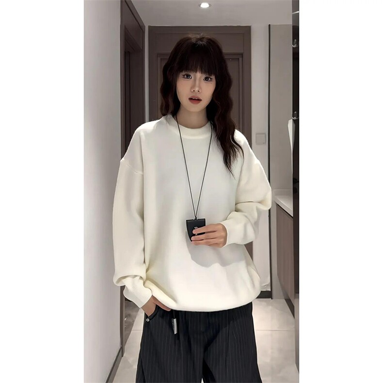 重磅秋冬男女纯色打底针织衫圆领套头半高领毛衣美式复古休闲上衣,男装T恤,电商A486