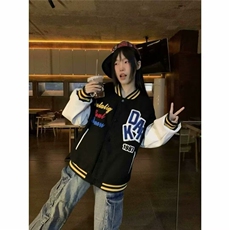 网络图美式高街慵懒原宿潮流刺绣棒球服外套气质，男装夹克，星座410-7