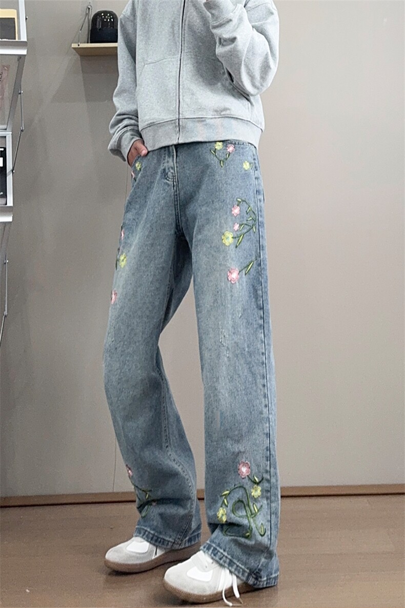 B221美式ins高街暗黑绣花宽松直筒牛仔裤LK25581-特P45控78,男装牛仔裤,电商B221