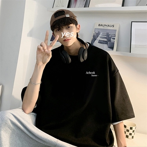 抖音得物二开 现货 220克夏装重磅美式高街宽松短袖t恤 MT138图片